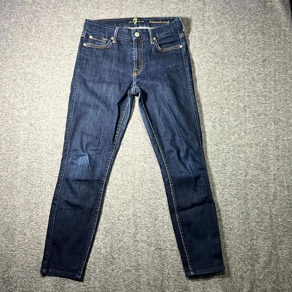 7 For All Mankind Woman’s Kimmie Crop Straight Leg Jeans Med Wash Sz 27